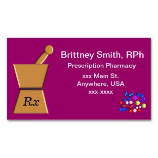 Pharmacist Business Cards Pestle and Mortar ll