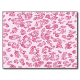 Girly Chic Pink Glitter Leopard Print Pattern Postcard