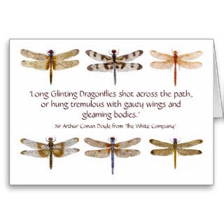 6 dragonfly watercolors & quote greeting cards