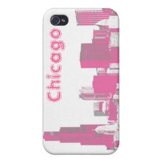 Pink Chicago Skyline Sketch iPhone Case iPhone 4 Cases