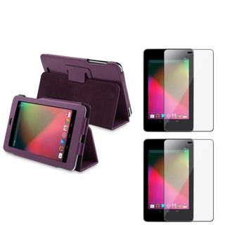 BasAcc Purple Leather Case/ Screen Protector for Google Nexus 7 BasAcc Tablet PC Accessories