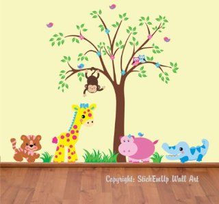 Baby Nursery Wall Decals Safari Jungle Childrens Themed 84" X 109" (Inches) Animals Trees Wildlife Made of Wall Fabric Material Repositional Removable Reusable  Nursery Wall Decor  Baby