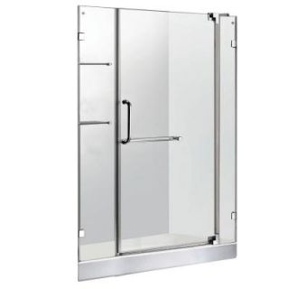 Vigo 48 in. x 78 in. Frameless Pivot Shower Door in Chrome with Clear Glass and White Base VG6042CHCL48WS