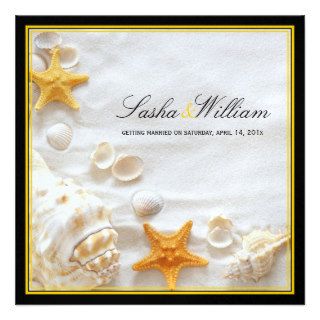 PixDezines Seashells/Beach/yellow+black Custom Invitations