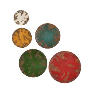 Set of 5 Sphere Wall Sculpture, Red