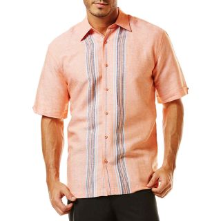 The Havanera Co. Short Sleeve Button Front Shirt, Orange, Mens