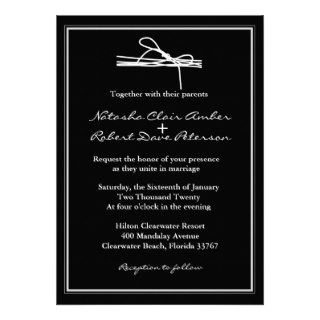 Simple Black White Tie The Knot Wedding Invite