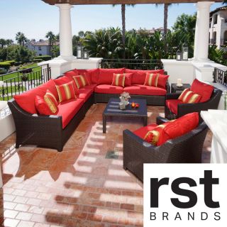 Rst Brands Rst Cantina 9 piece Corner Sectional Sofa And Club Chairs Set Patio Furniture Brown Size 9 Piece Sets