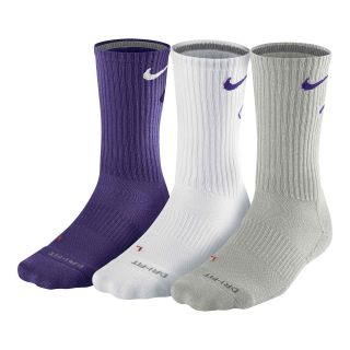 Nike 3 pk. Dri FIT Crew Socks, Purple/White, Mens