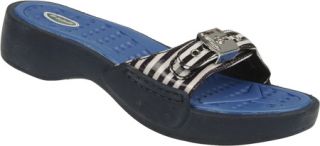Womens Dr. Scholls Rock   Navy/White Stripe Patent PU Sandals
