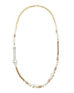 Mixed Pearly & Crystal Beaded Necklace, Blush/Bone