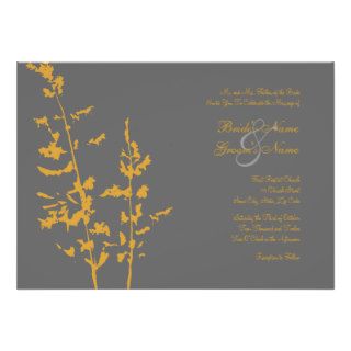 Yellow and Gray Country Floral Wedding Invitation