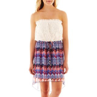 City Triangles Strapless Lace High Low Dress, Womens