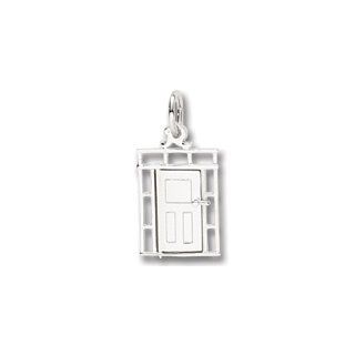 Door Charm In Sterling Silver, Charms for Bracelets and Necklaces Jewelry