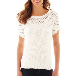 A.N.A Mitered Sweater, White, Womens