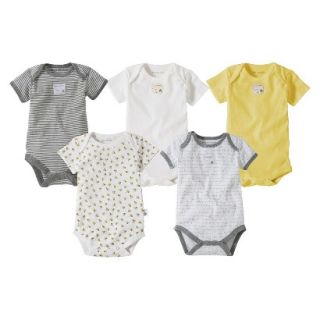 Burts Bees Baby Newborn Neutral 5 Pack Short sleeve Bodysuit   Yellow/Grey 6 9 M