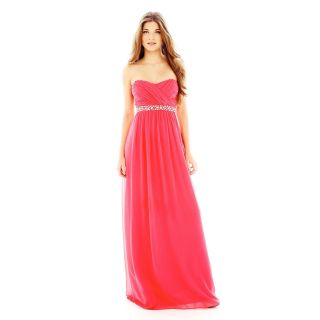 City Triangles Strapless Sweetheart Long Dress, Strawberry