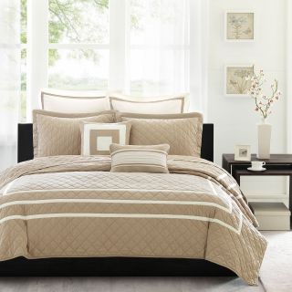 Madison Park Columbia 7 pc. Quilted Coverlet Set, Taupe