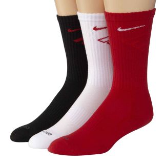 Nike 3 pk. Dri FIT Crew Socks Big and Tall, Red/Black/White, Mens