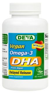 Deva Nutrition   Vegan Omega 3 DHA Delayed Release   90 Vegetarian Capsules