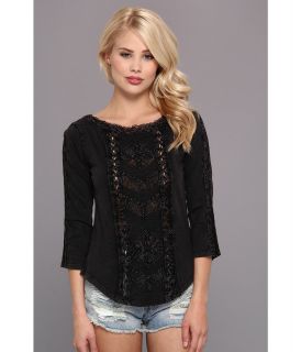 Free People Truly Madly Lace Top Womens T Shirt (Black)