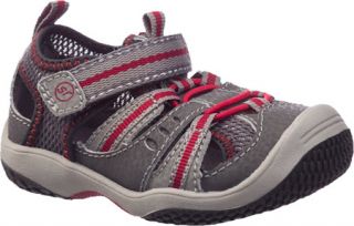 Infant/Toddler Boys Stride Rite Baby Riff   Grey/Red Leather/Mesh Sandals