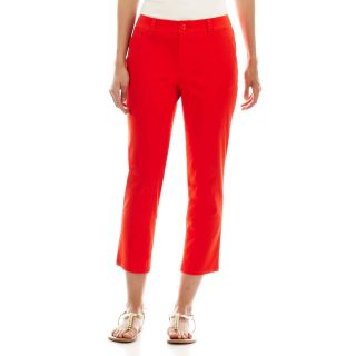 Flat Front Twill Cropped Pants, Womens
