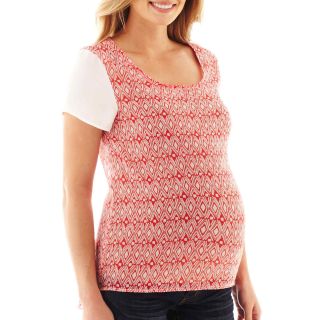 Maternity Short Sleeve Aztec Print Blouse   Plus, Coral