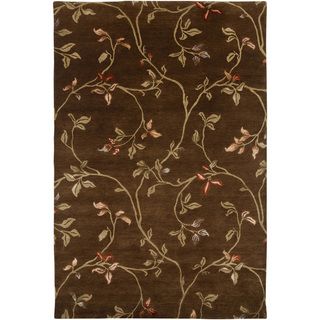 Hand knotted Floral Tobacco Wool/ Art silk Rug (9'6 x 13'6) JRCPL 7x9   10x14 Rugs
