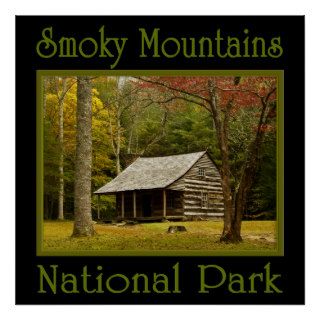 Smoky Mountain National Park Autumn Cabin Posters