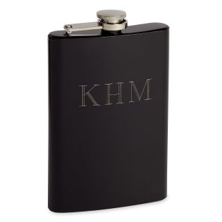 Black Stainless Steel Personalized Hip Flask w/ Funnel