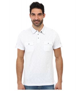 Request Kent Polo Neck Top Mens Short Sleeve Pullover (White)