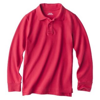 Cherokee Boys School Uniform Long Sleeve Pique Polo   Red Pop M