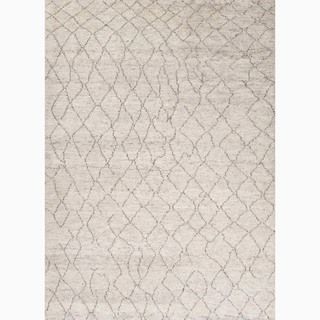 Handmade Ivory/ Brown Wool Textured Area Rug (8x10)