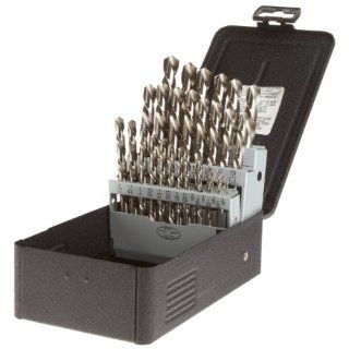 Precision Twist C29L10 Left Hand (Reverse) Flute High Speed Steel Jobber Length Drill Bit Set, Uncoated (Bright) Finish, 118 Degree Conventional Point, Inch, 29 piece, 1/16" to 1/2" x 64ths