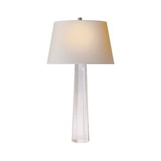E.F. Chapman Large Octagonal Spire Table Lamp in Crystal with Natural Paper Shade by Visual Comfort CHA8951CG NP    