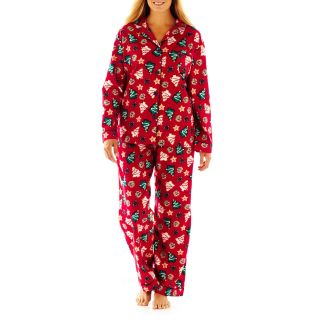 INSOMNIAX Print Flannel Pajama Set, Red, Womens