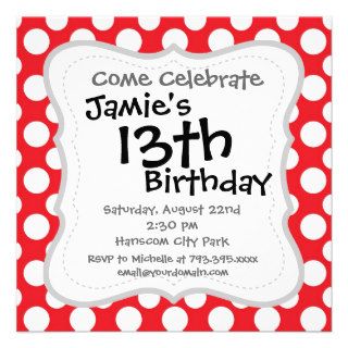 Christmas Red and White Dot Patterns Personalized Invitations