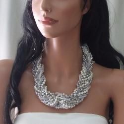 Striking Freshwater Pearl Crystal Weave Necklace (Thailand) Necklaces