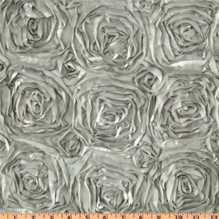 Satin Rosette Tablecloth. 54 Inches X 108 Inches   Silver  