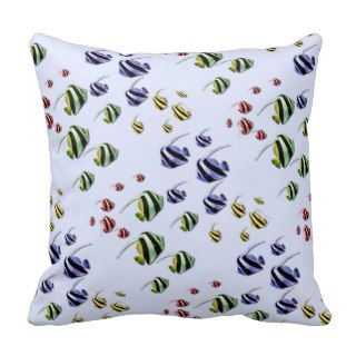 Colorful Tropical Fish Throw Pillow