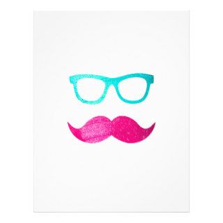 Funny Neon Pink mustache teal hipster cool glasses Personalized Flyer