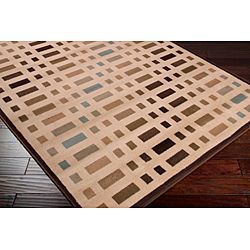 Meticulously Woven Contemporary Free form Beige Geometric Square Rug (7'9 x 11'2) Surya 7x9   10x14 Rugs