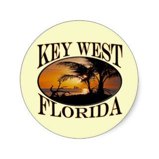 Beautiful Key West FL Sunset Palm Tree Souvenir Stickers