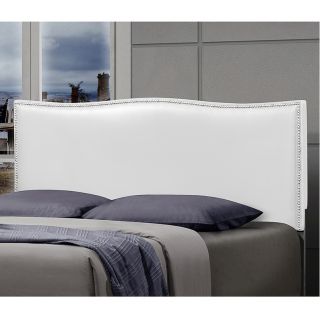 Oh White Leather Queen Size Curved Hailhead design Headboard White Size Queen