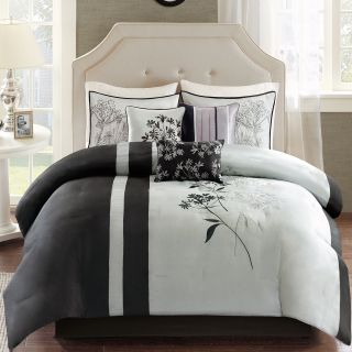 Madison Park Selma 7 pc. Leaf Comforter Set, Black