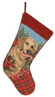 123 Creations C350.11x17 inch Golden Retriever Christmas Stocking in Needlepoint   100 Percent Wool  