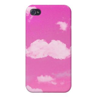 Funny Mustache Cool White Clouds Pink Skyscape iPhone 4/4S Covers