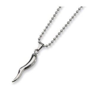 Stainless Steel Italian Horn Necklace SRN129 22 Woman S Italian Horn Necklace Jewelry