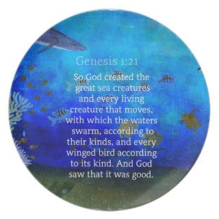 Genesis 121 Nature themed Bible Verses about SEA Dinner Plate